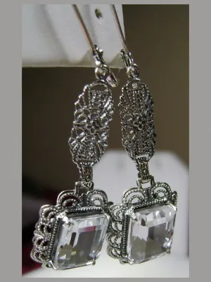 Topaz Earrings, Natural Gemstones, Long Festoon Filigree #E8