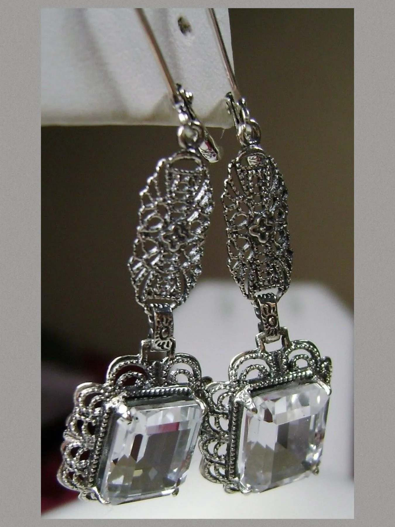 Topaz Earrings, Natural Gemstones, Long Festoon Filigree #E8