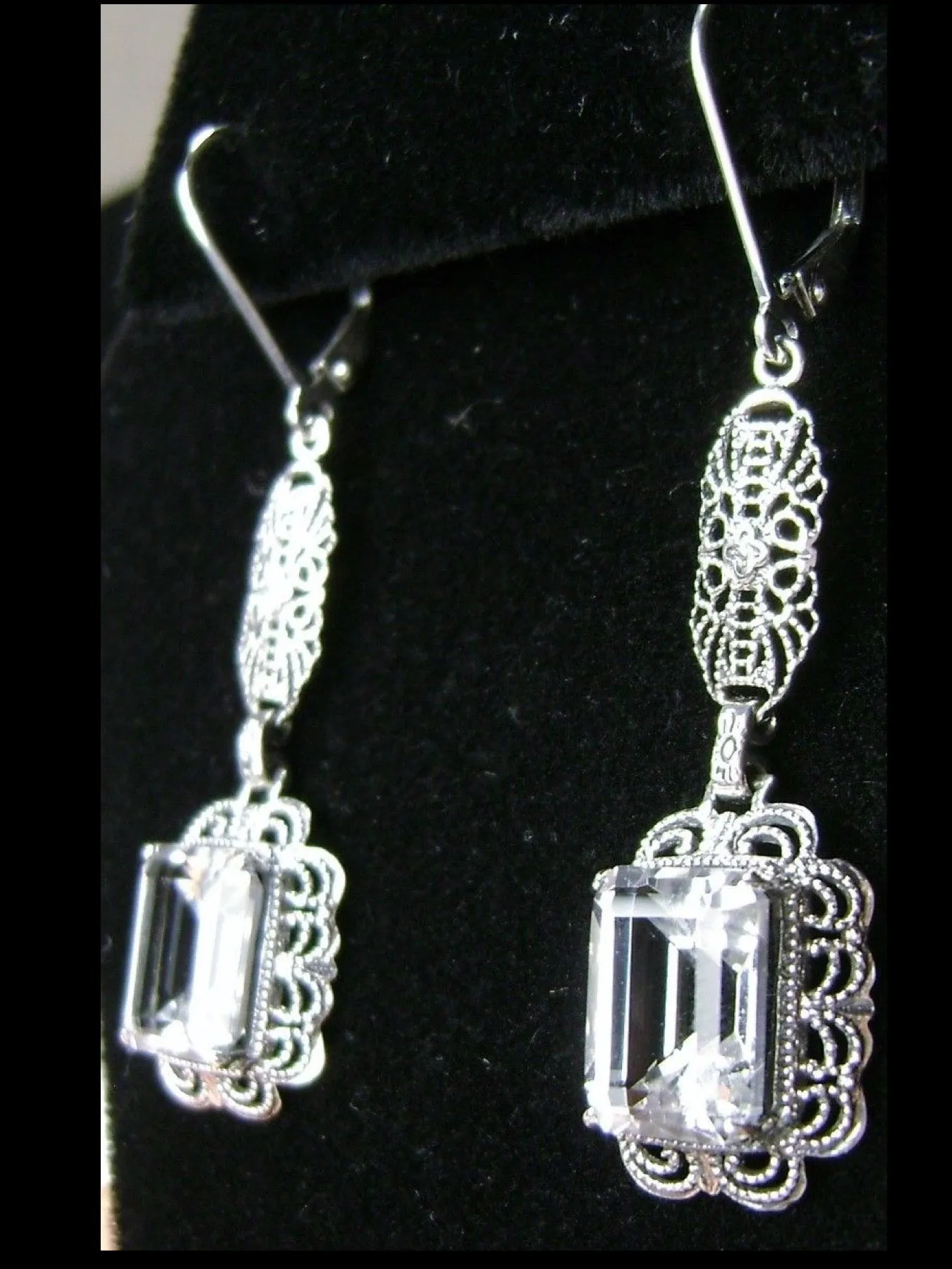 Topaz Earrings, Natural Gemstones, Long Festoon Filigree #E8
