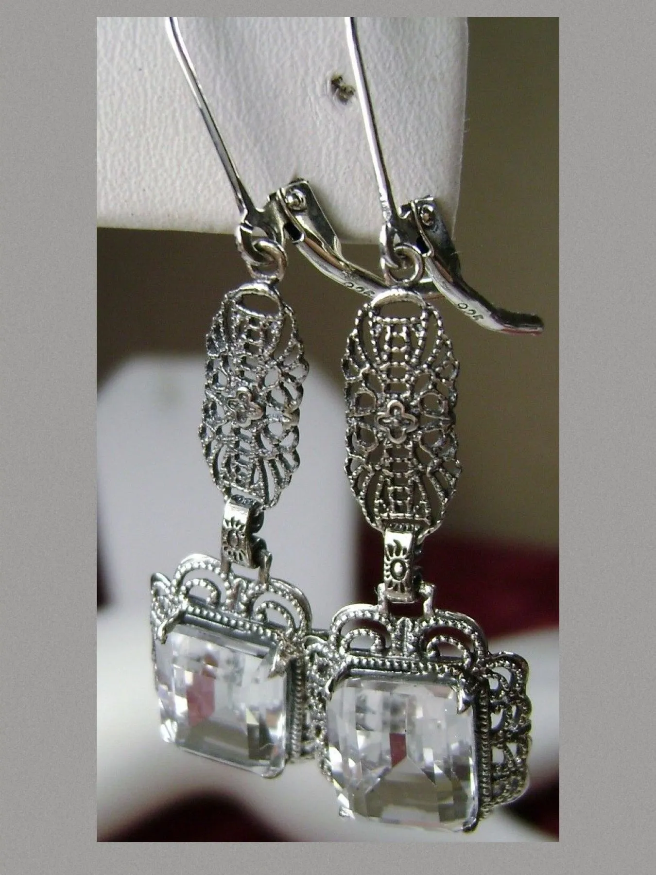 Topaz Earrings, Natural Gemstones, Long Festoon Filigree #E8