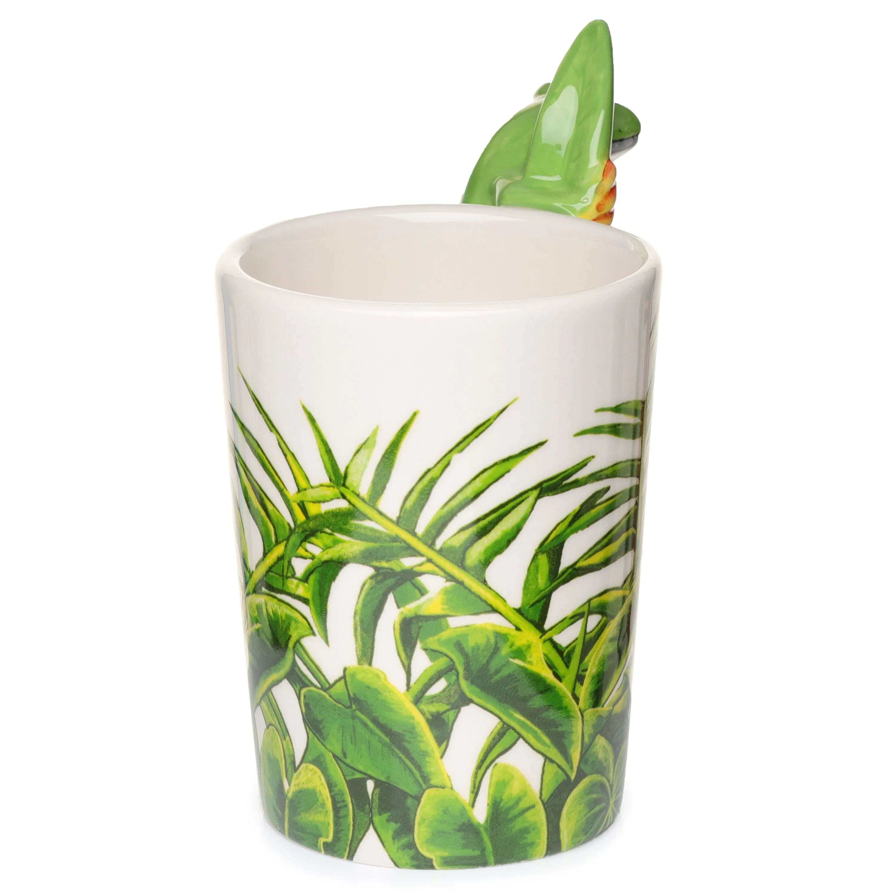 Tree Frog with Foliage Decal Ceramic Shaped Handle Mug