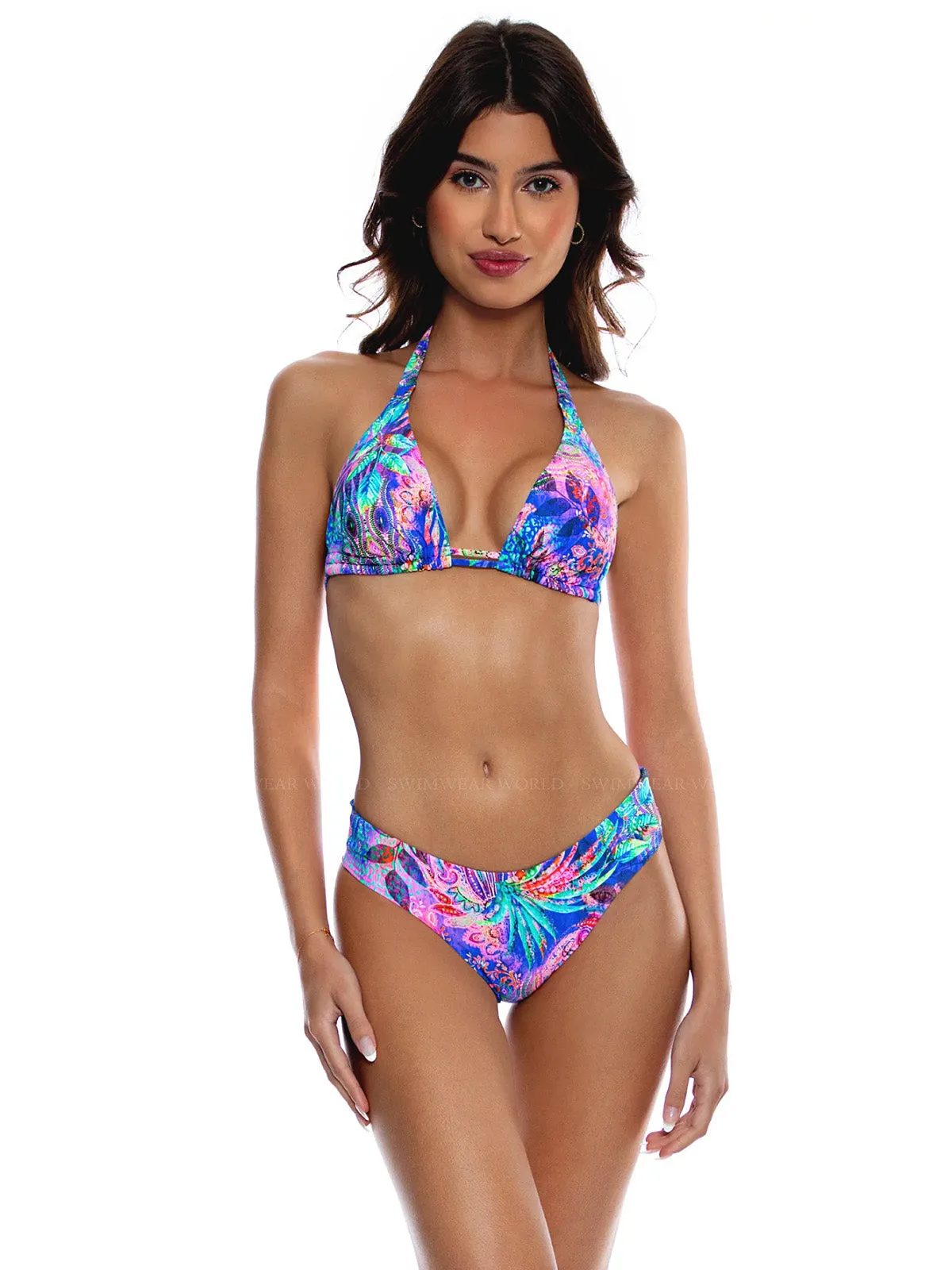 Triangle Halter-Seamless Ruched Back Bikini