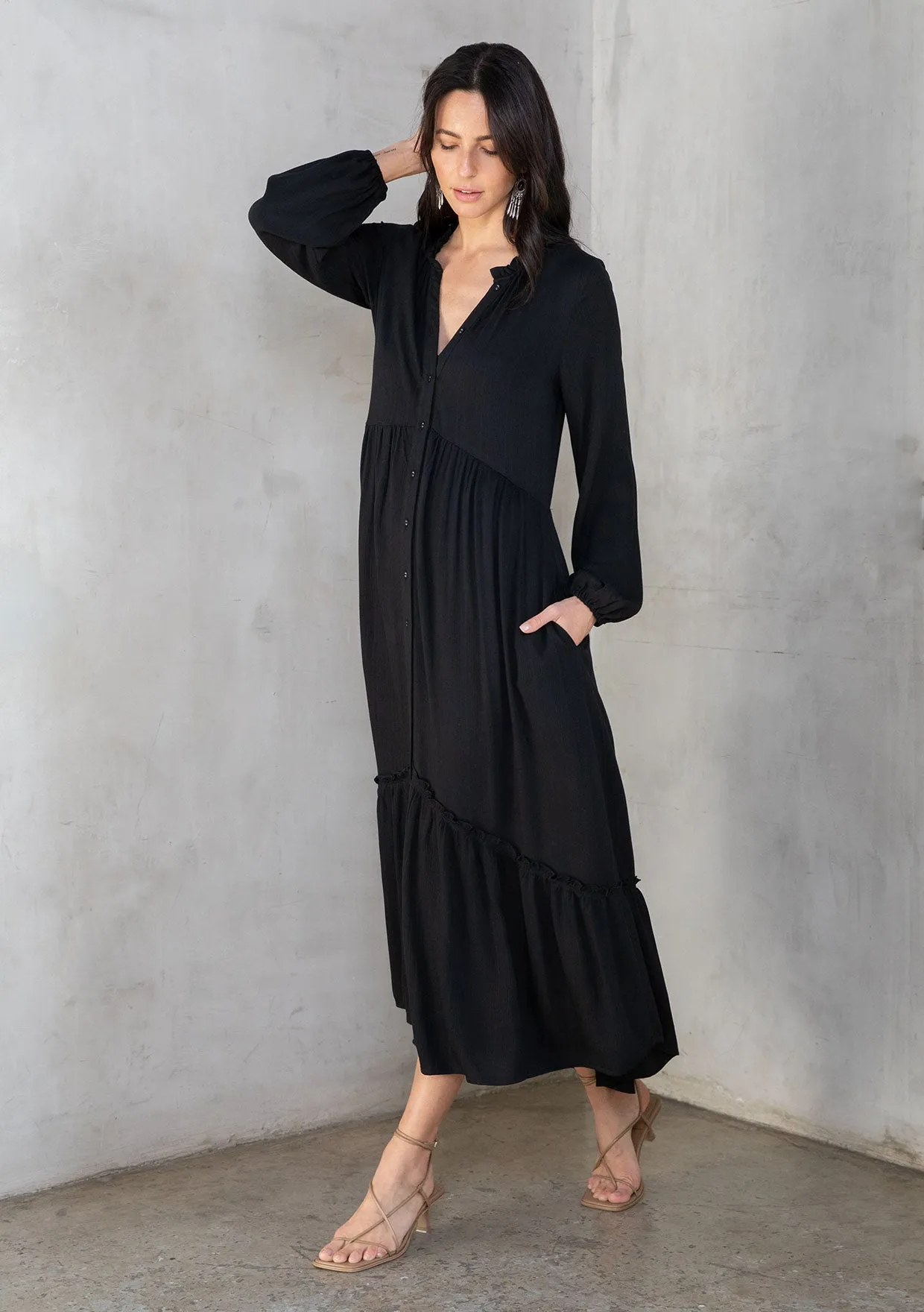 Twilight Button Front Maxi Dress