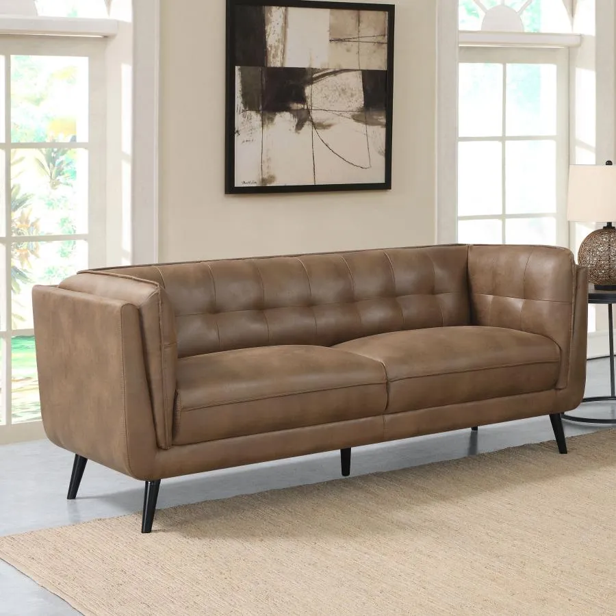 Upholstered Button Tufted Sofa Brown