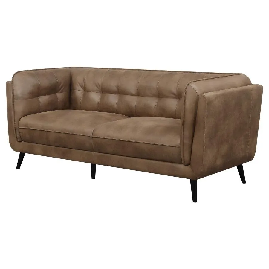 Upholstered Button Tufted Sofa Brown