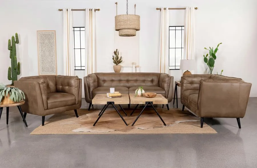 Upholstered Button Tufted Sofa Brown