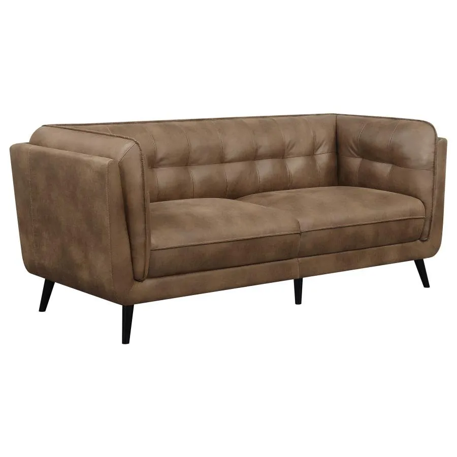 Upholstered Button Tufted Sofa Brown