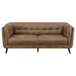 Upholstered Button Tufted Sofa Brown
