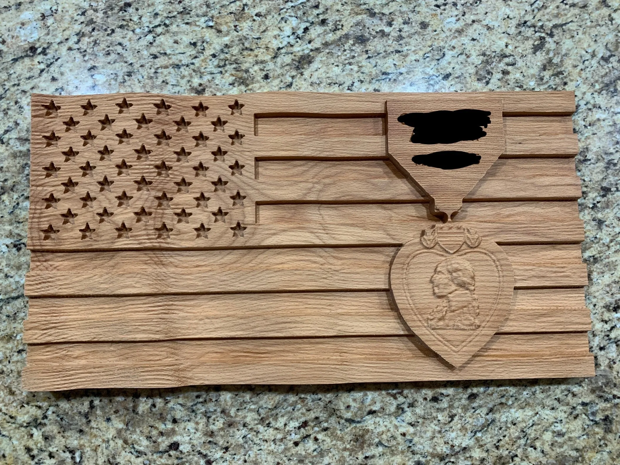 US Flag with Purple Heart
