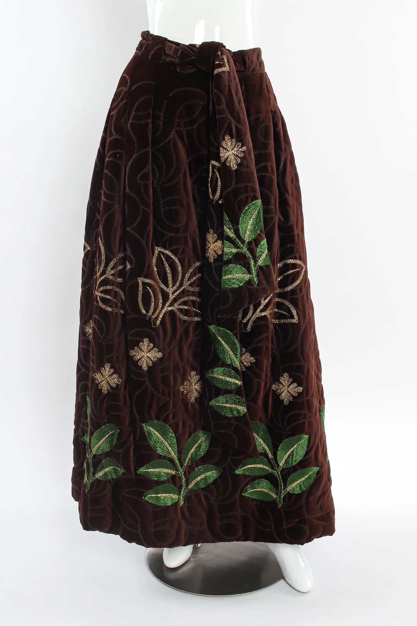 Velvet Leaf Embroidered Top & Skirt Set