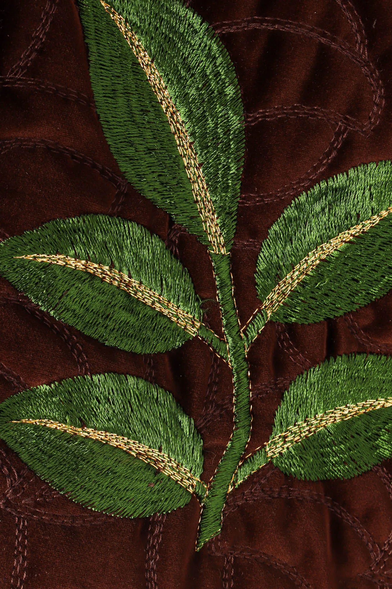 Velvet Leaf Embroidered Top & Skirt Set