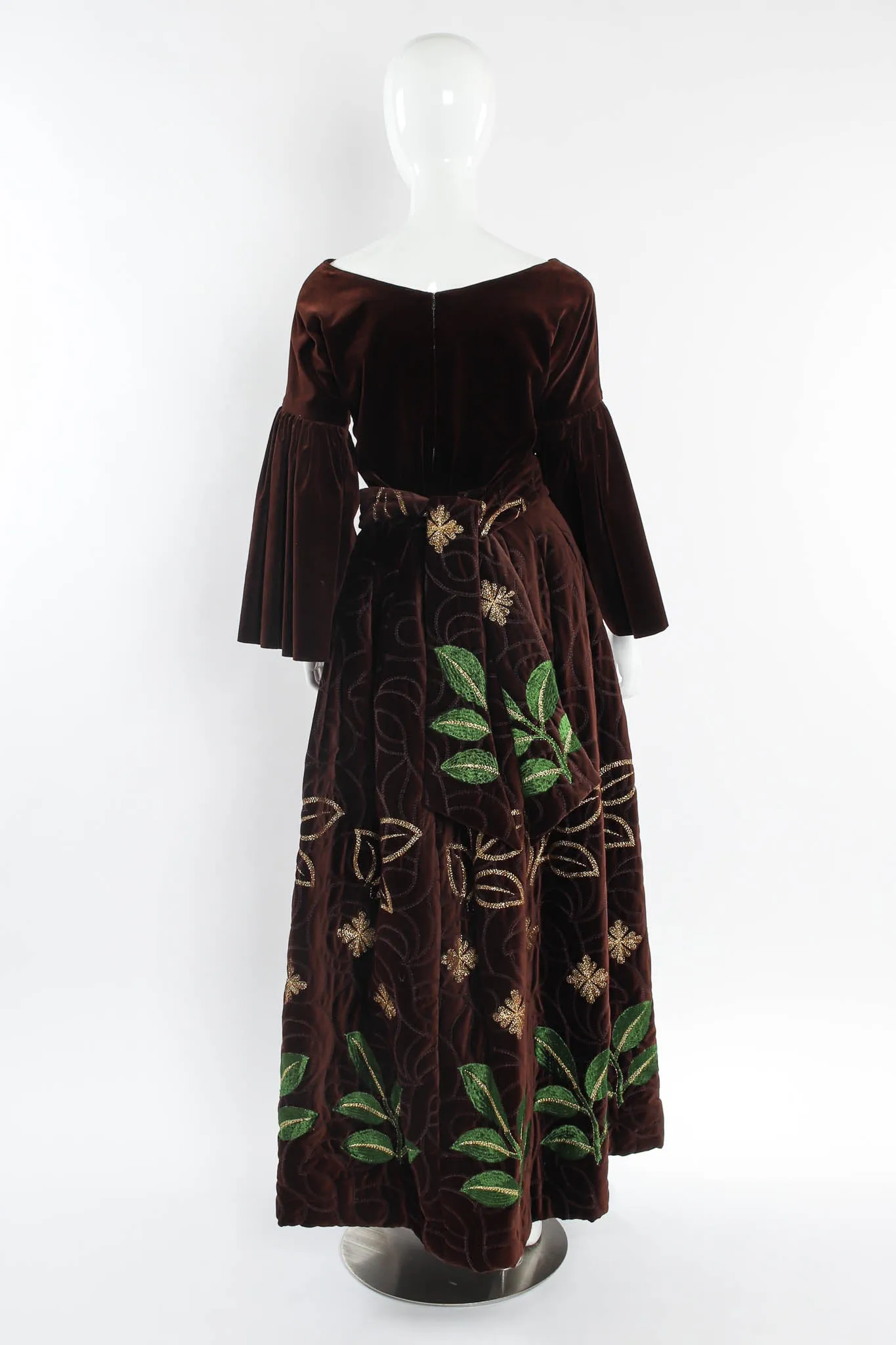 Velvet Leaf Embroidered Top & Skirt Set