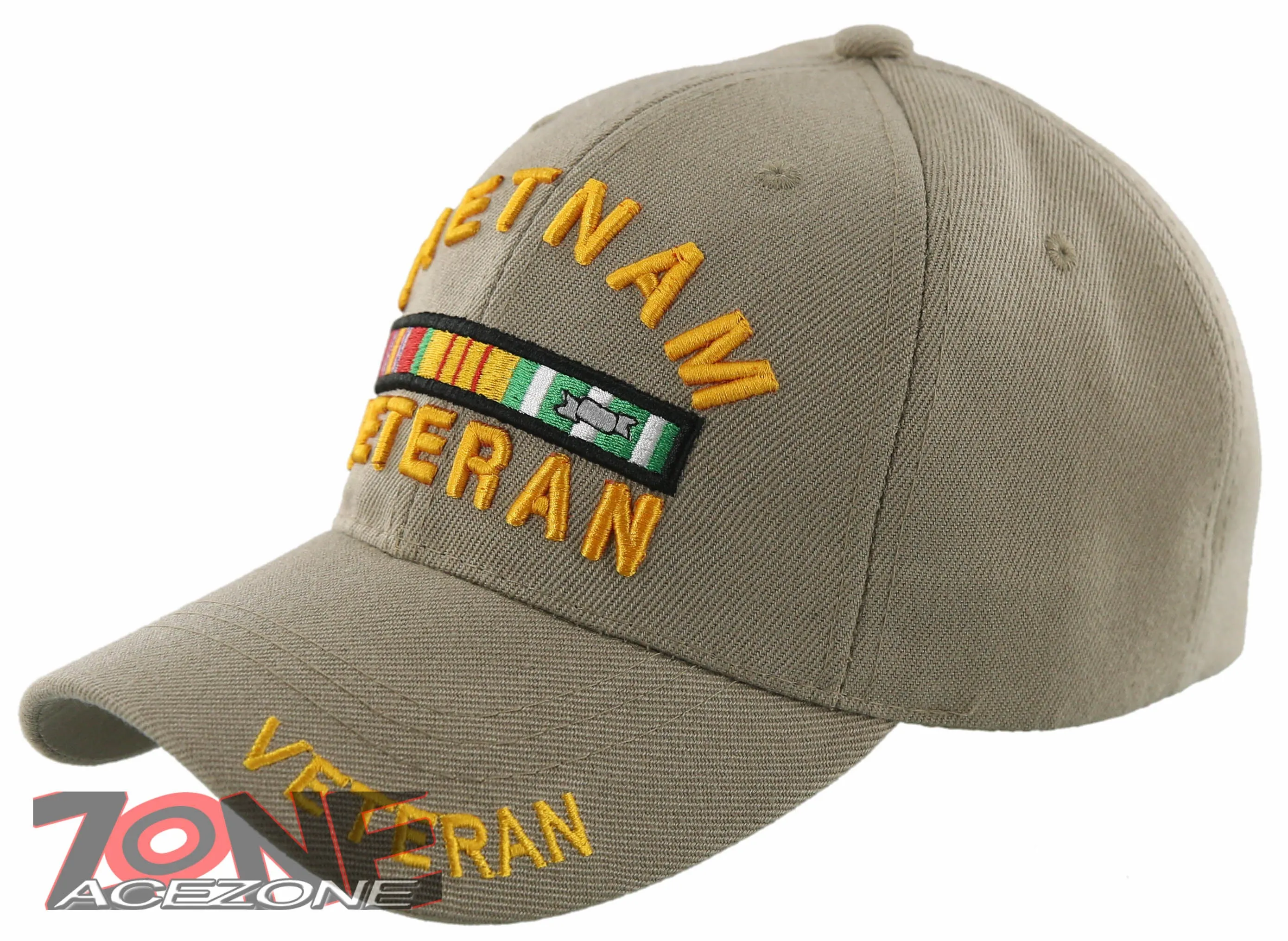 VIETNAM VETERAN GOLD MEDAL BALL CAP HAT TAN