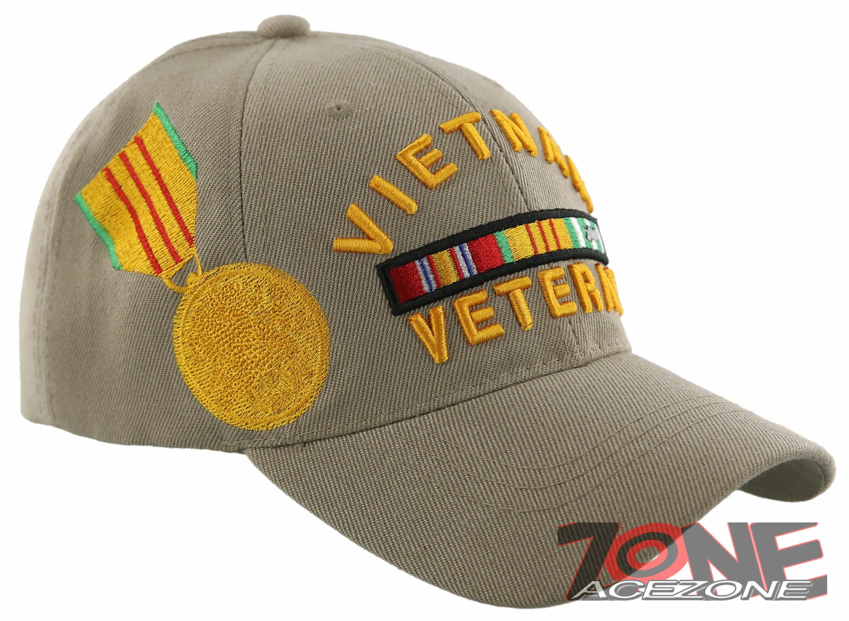 VIETNAM VETERAN GOLD MEDAL BALL CAP HAT TAN