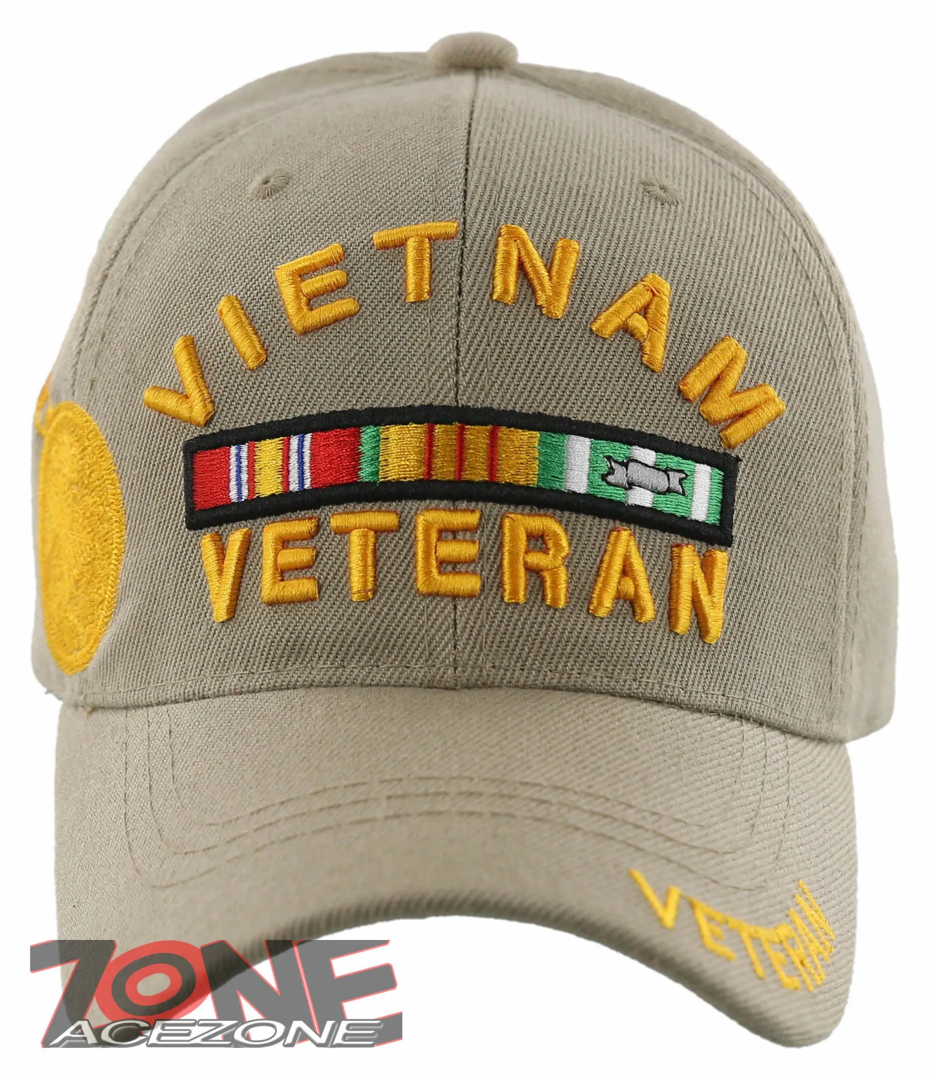 VIETNAM VETERAN GOLD MEDAL BALL CAP HAT TAN