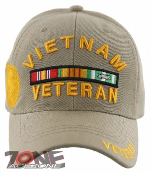 VIETNAM VETERAN GOLD MEDAL BALL CAP HAT TAN