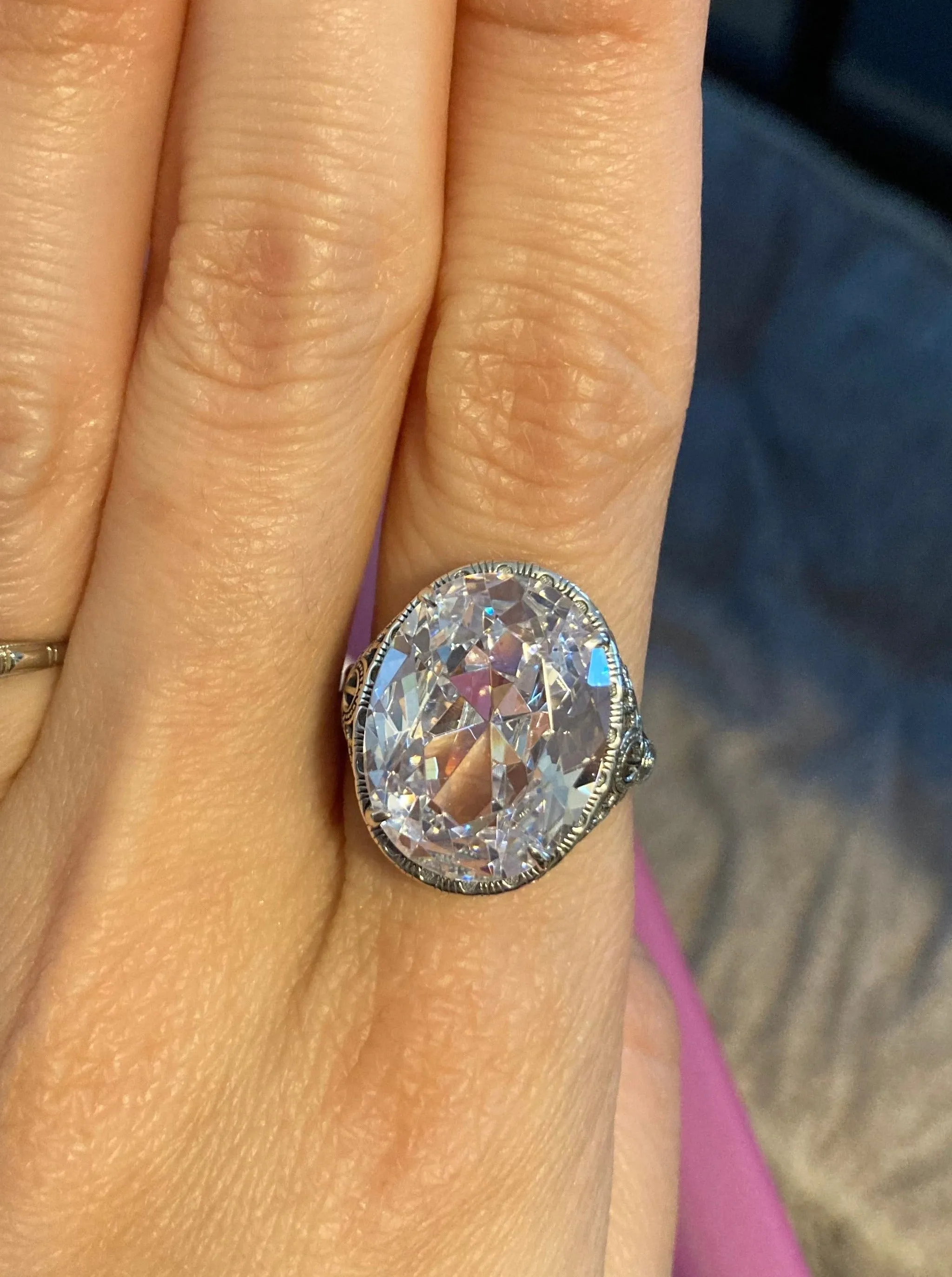 White CZ Persian Ring, Size 8.5, Art Deco Vintage Revival Jewelry #D230 - Ready to Ship