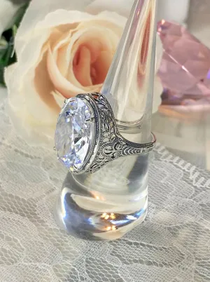 White CZ Persian Ring, Size 8.5, Art Deco Vintage Revival Jewelry #D230 - Ready to Ship