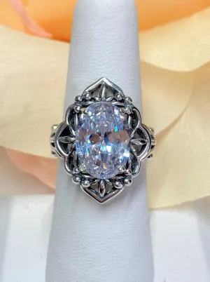White CZ Ring, Gothic Filigree Ring - Vintage Style Ring D98