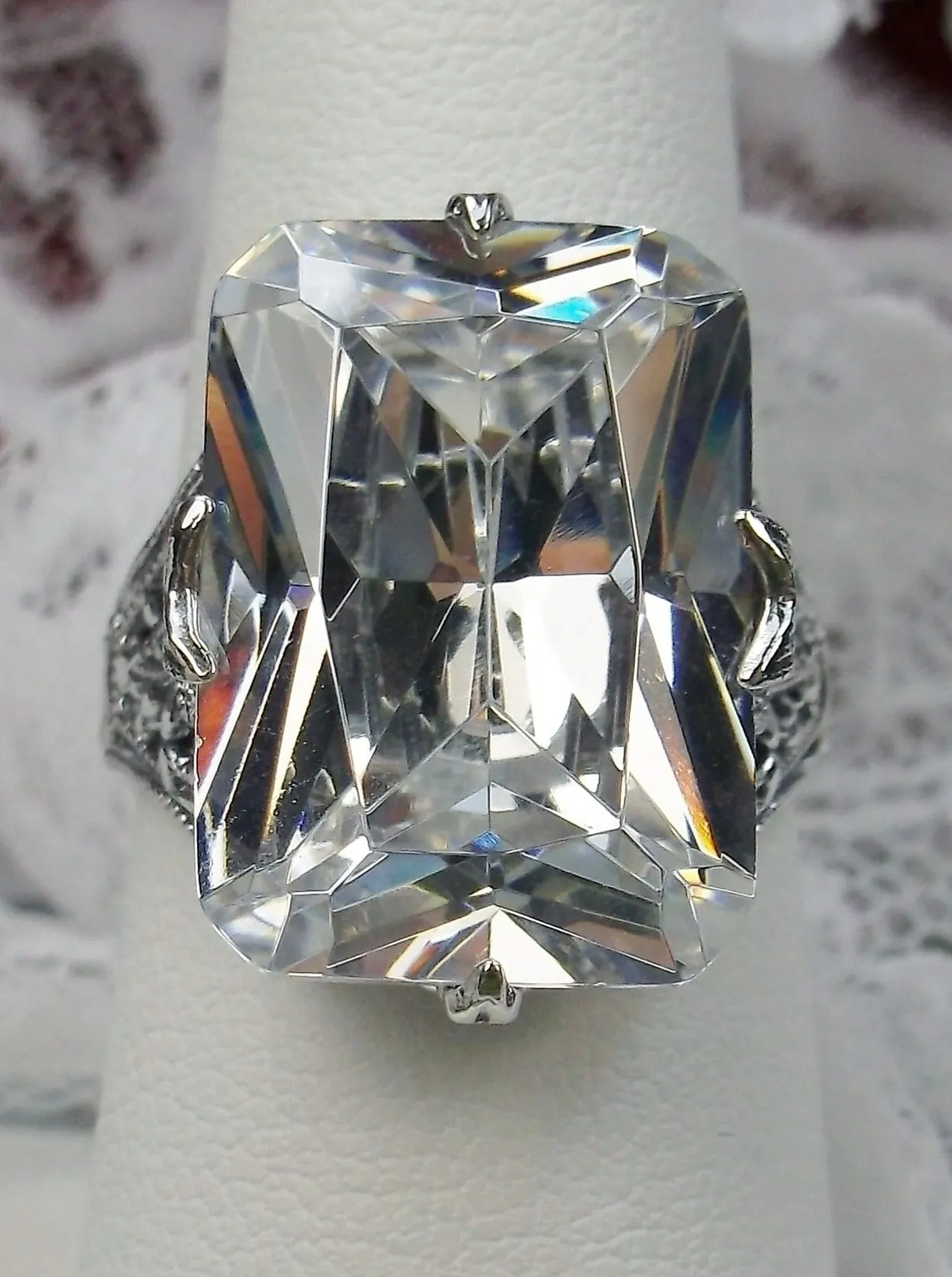 White CZ Ring, Vintage Jewelry#D202