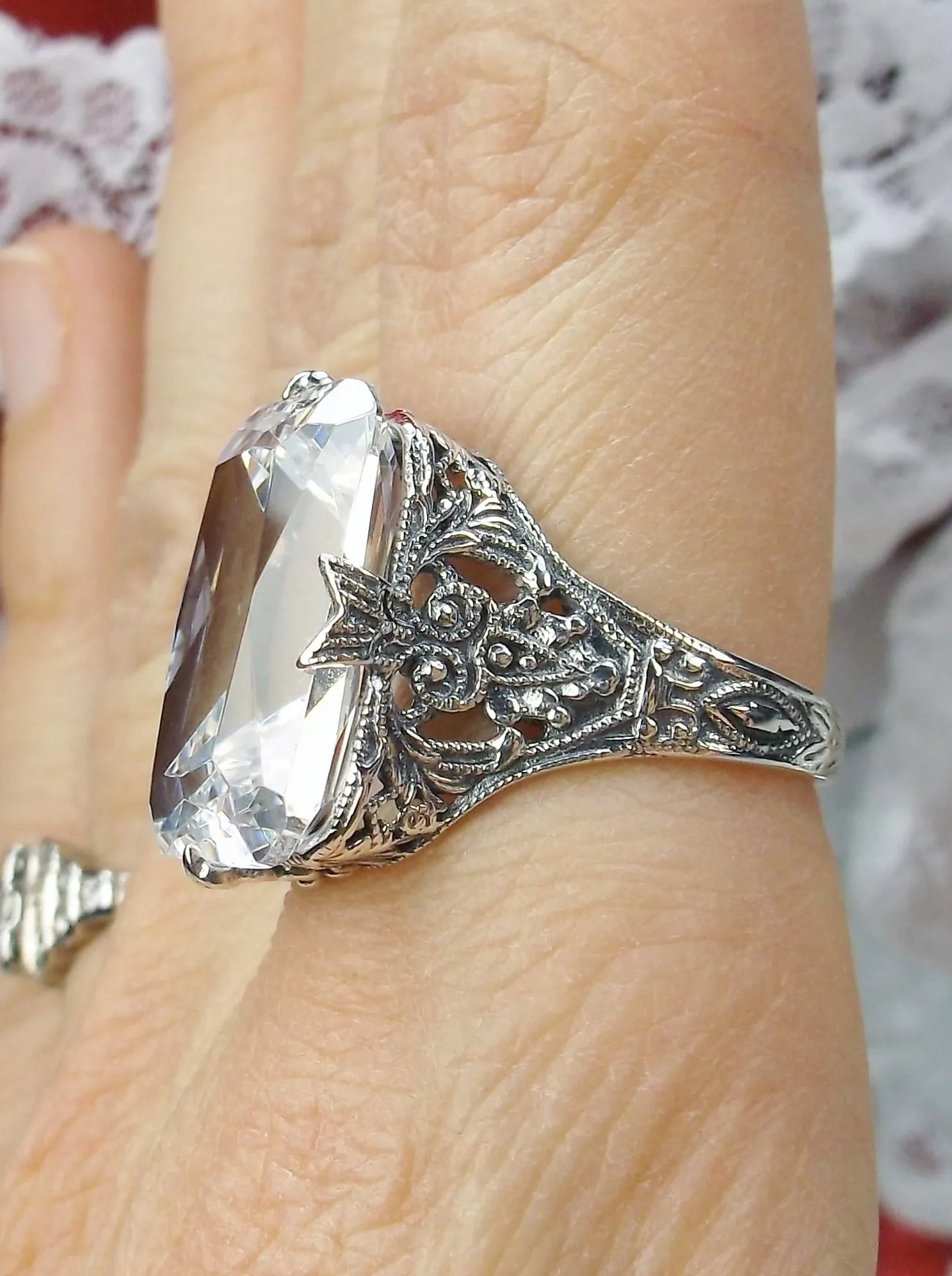 White CZ Ring, Vintage Jewelry#D202