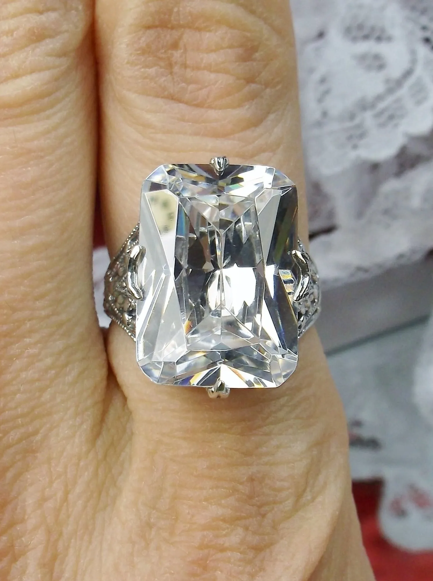 White CZ Ring, Vintage Jewelry#D202