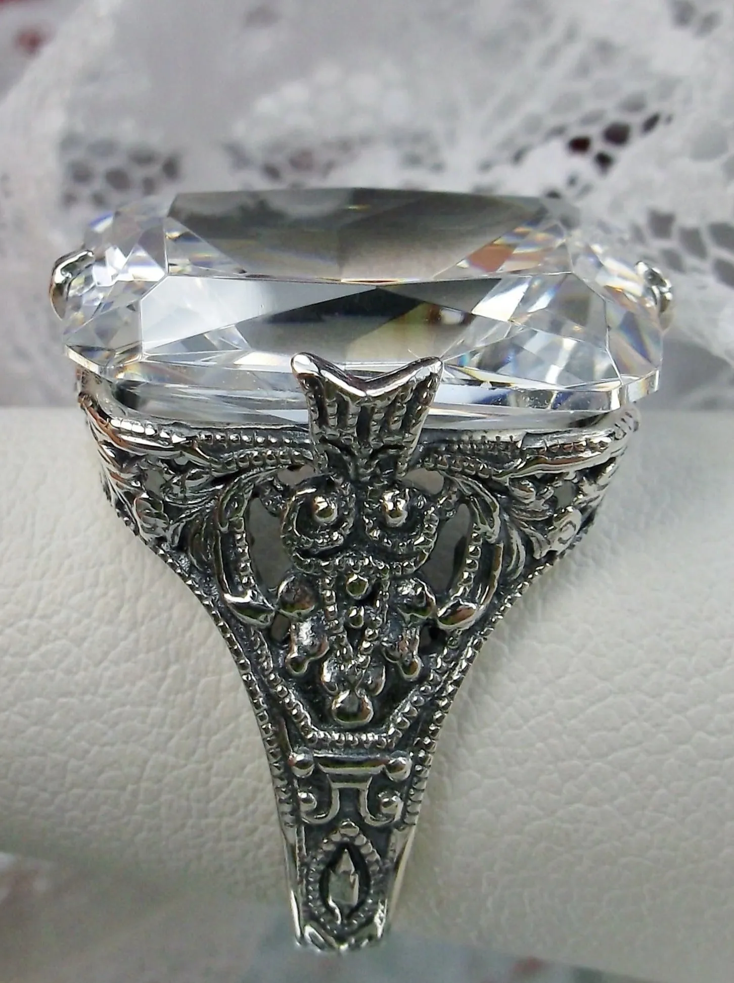 White CZ Ring, Vintage Jewelry#D202