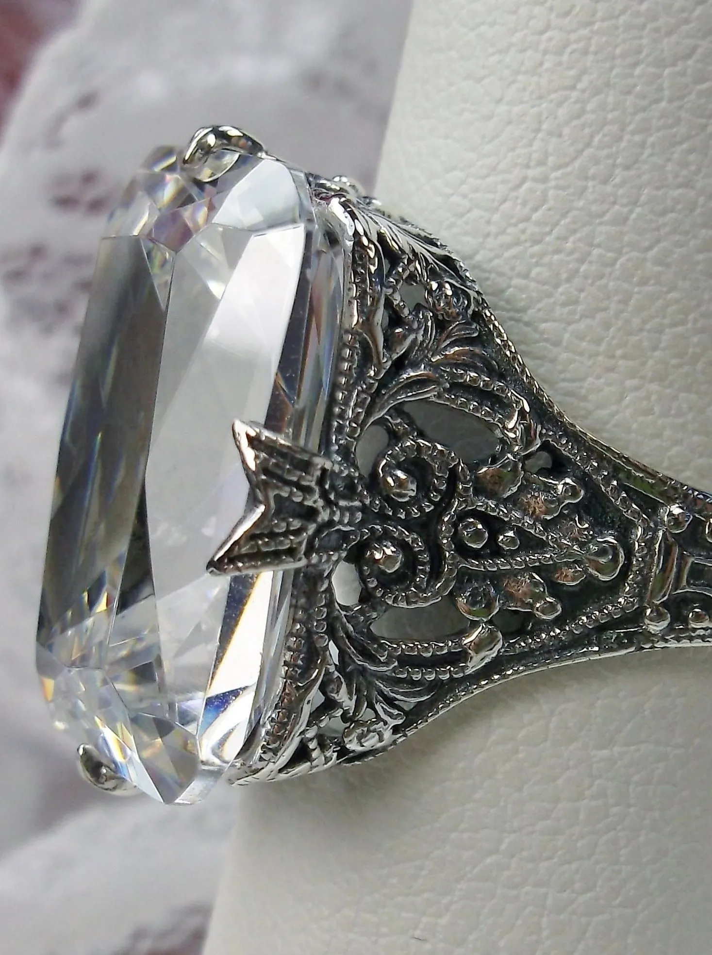 White CZ Ring, Vintage Jewelry#D202