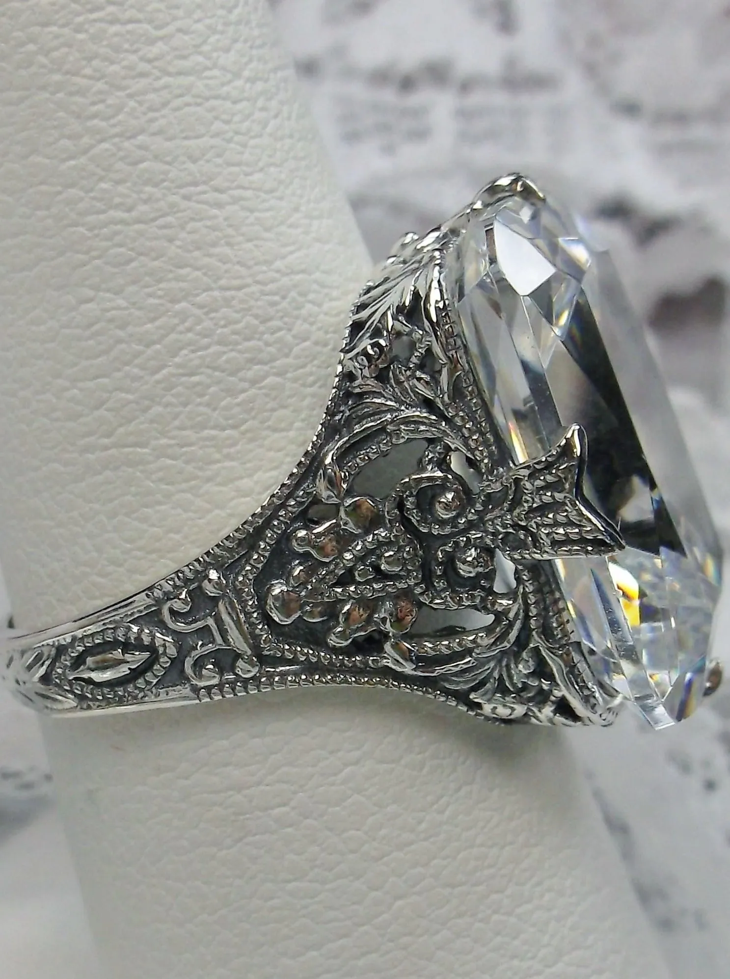 White CZ Ring, Vintage Jewelry#D202