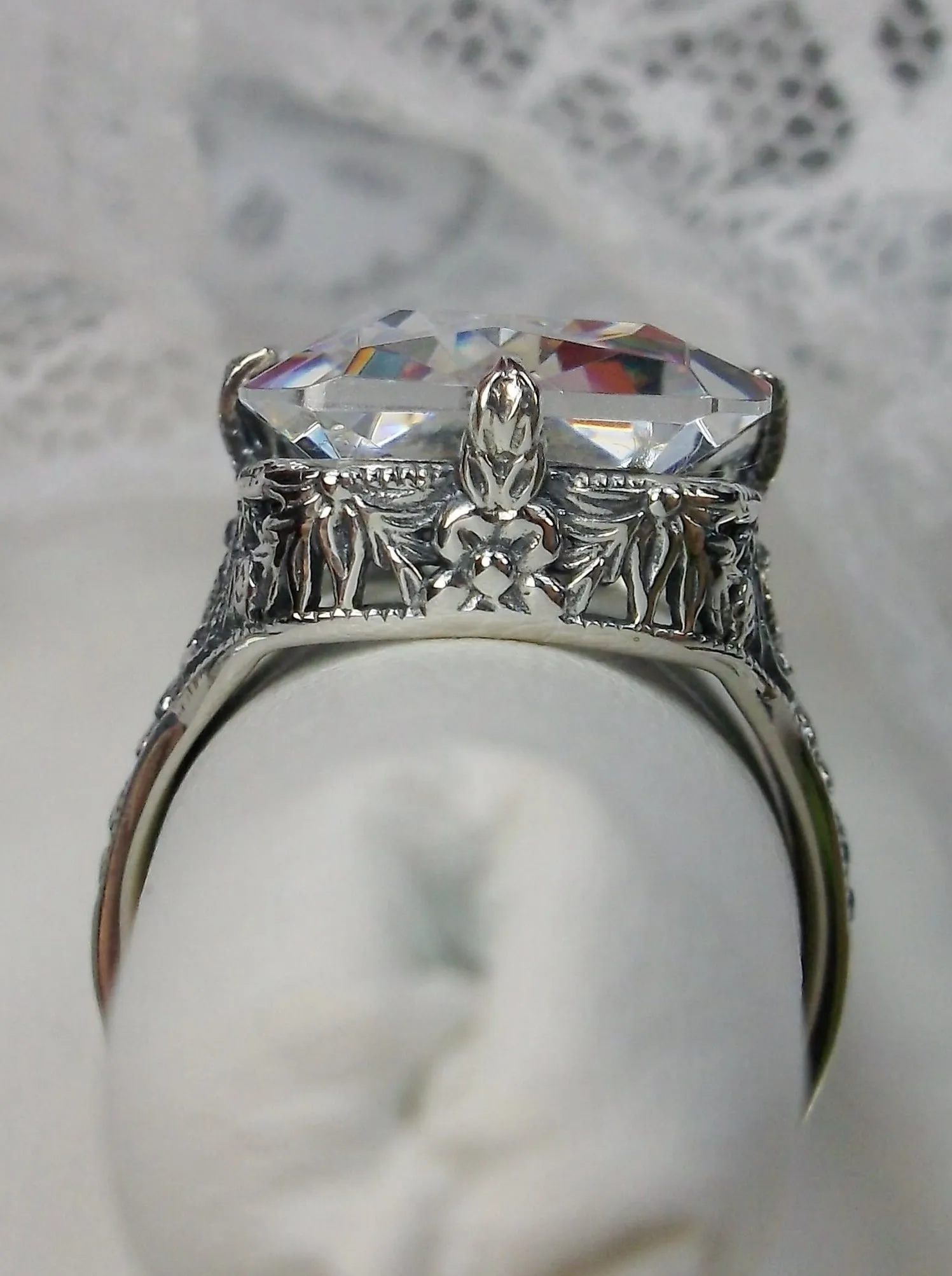 White CZ Ring, Vintage Jewelry#D202