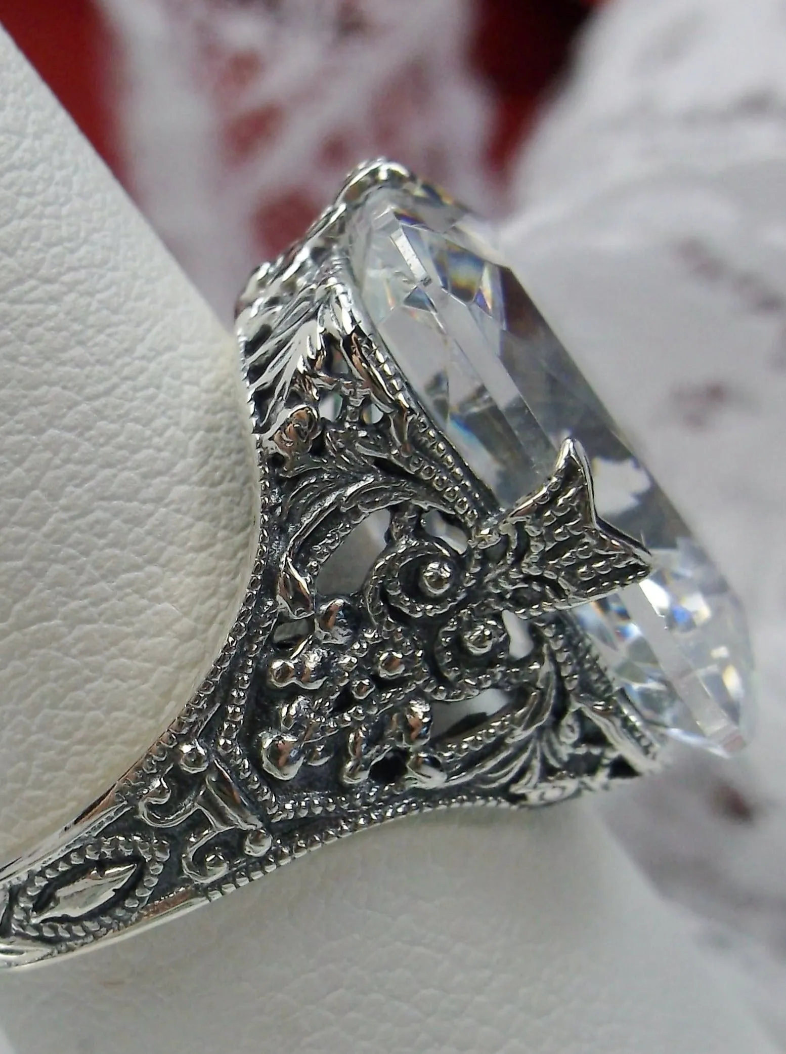 White CZ Ring, Vintage Jewelry#D202