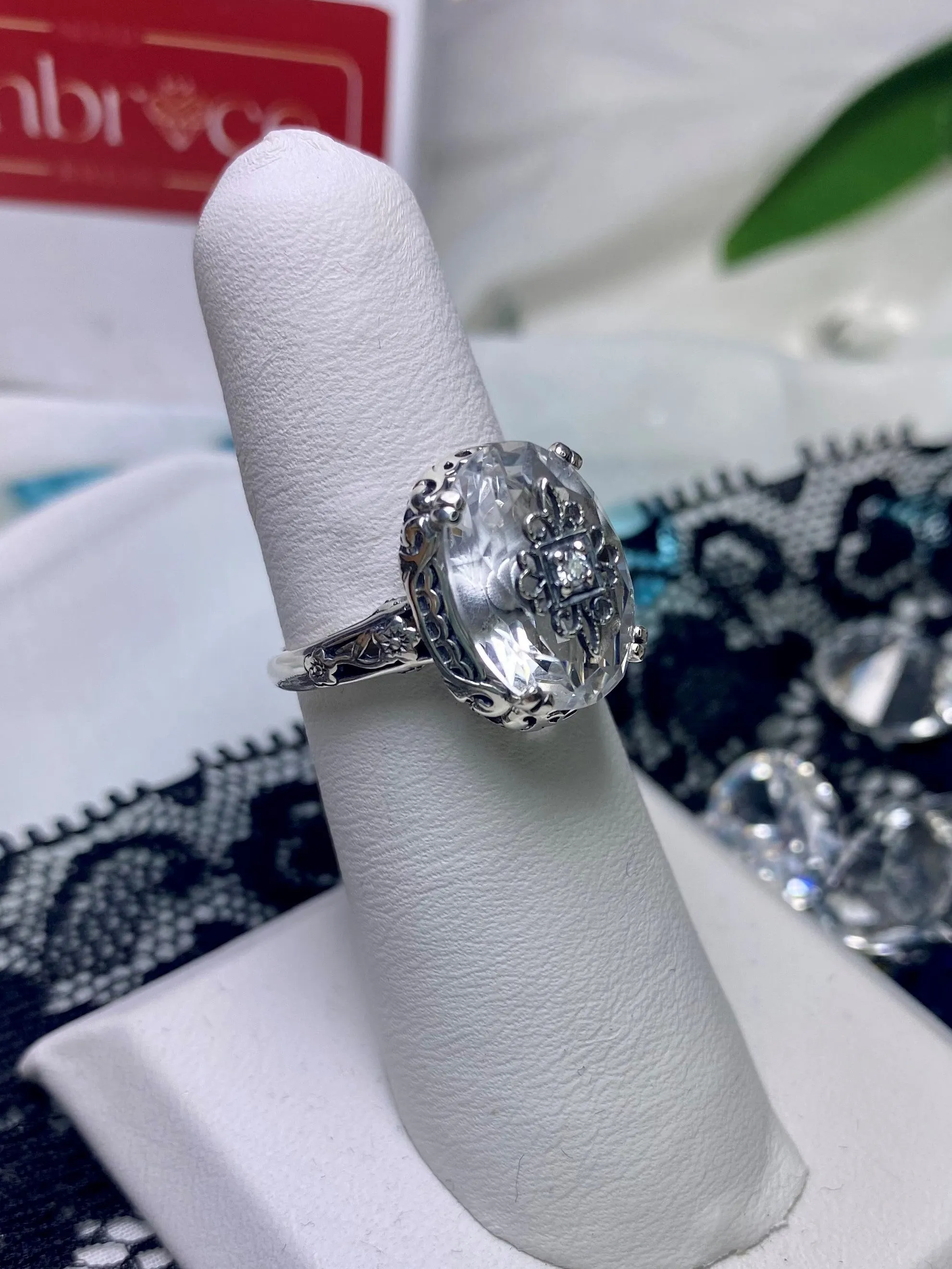 White Topaz Ring or Save 15% on Jewelry Set, Sterling Silver Embellishment, Edwardian Jewelry #D70e