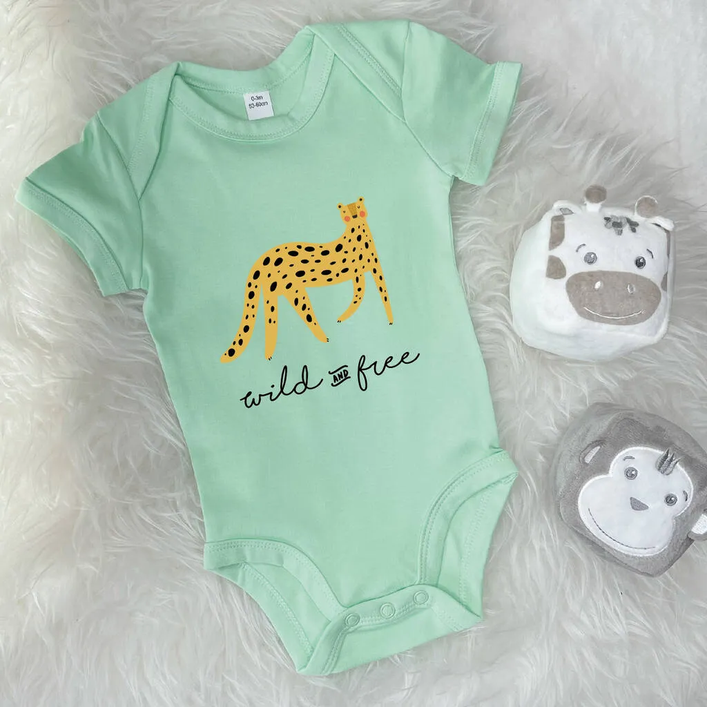 Wild And Free Leopard Jungle Babygrow