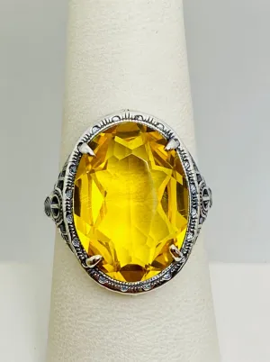 Yellow Citrine Ring, Size 8, Art Deco Vintage Revival Jewelry #D230 - Ready to Ship