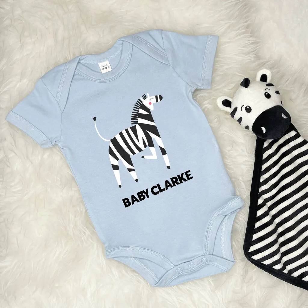 Zebra Personalised Jungle Babygrow
