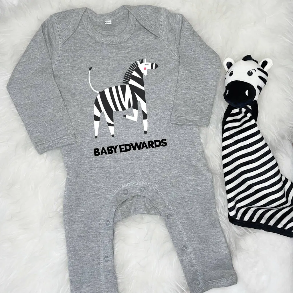 Zebra Personalised Jungle Rompersuit